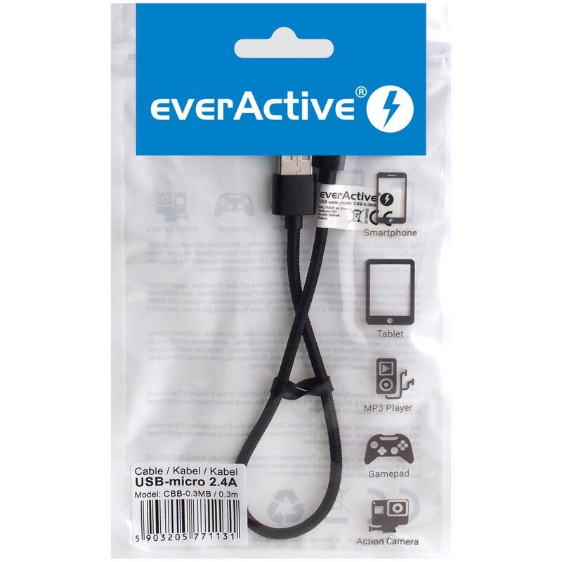 USB flätad kabel - micro USB everActive frp