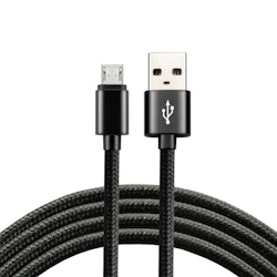 USB flätad kabel - micro USB everActive CBB-0,3MB 30cm med stöd för snabbladdning upp till 2,4A svart