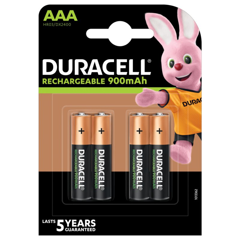 Uppladdningsbara batterier 4 x Duracell Turbo R03 AAA 900 mAh