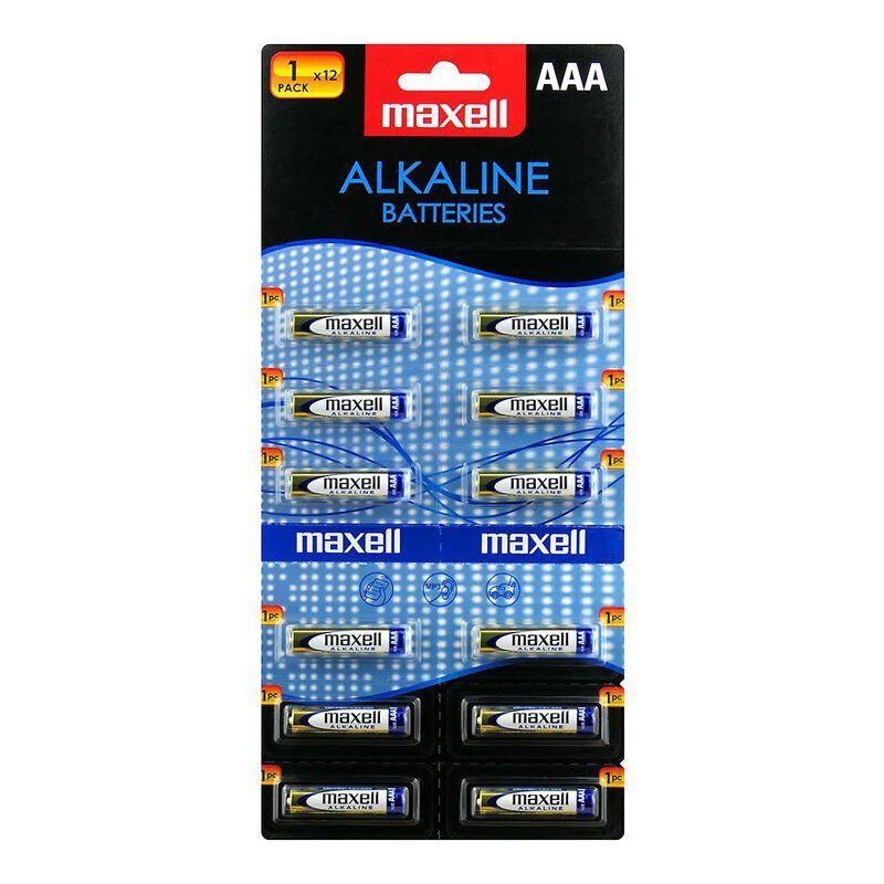 12 x Maxell Alkaline LR03 / AAA Alkaline Batteri
