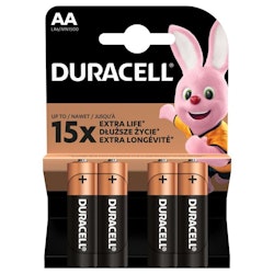 AA /LR6 batterier, 4 x Duracell Duralock Basic C&B