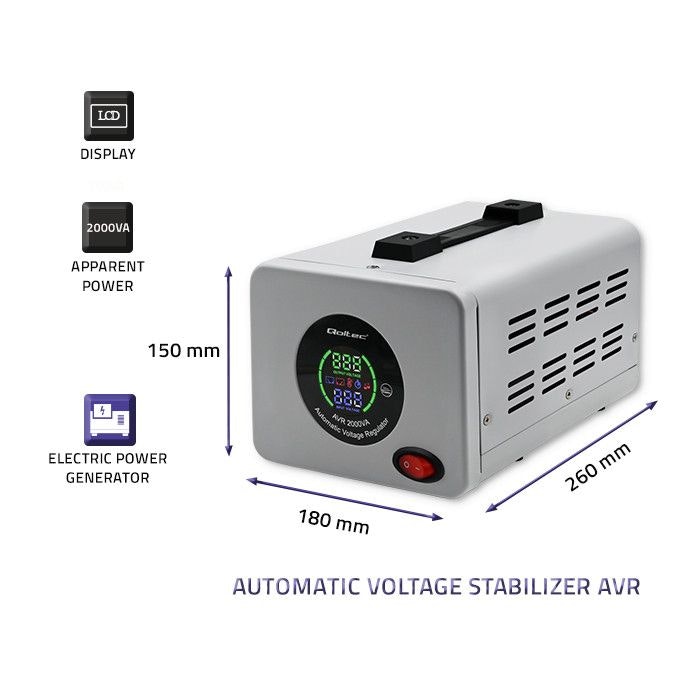 Qoltec Automatisk Spänningsstabilisator AVR 2000VA