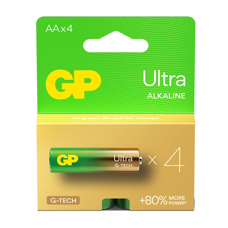 4 x GP Ultra Alkaline G-TECH LR6/AA Alkaliskt Batteri