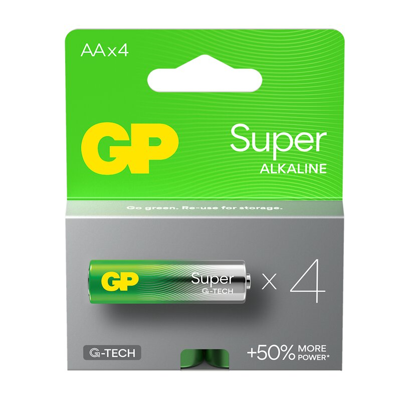 4 x GP Super Alkaline G-TECH LR6/AA Alkaline Batteri