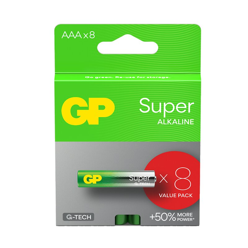 8 x GP Super Alkaline G-TECH LR03/AAA alkaliskt batteri