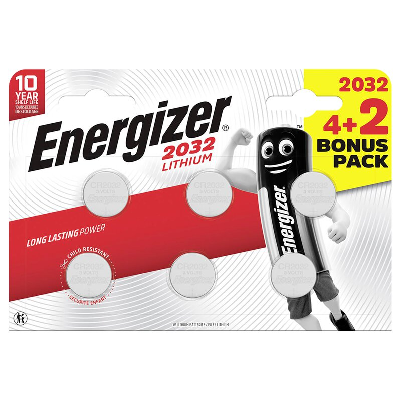 CR2032 Energizer, 6 st knappcellsbatterier