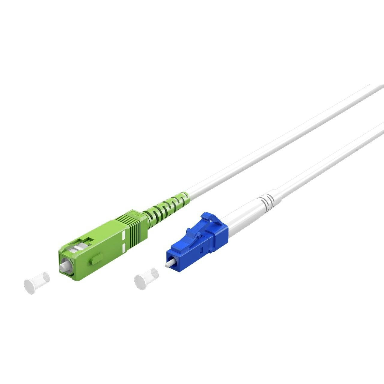 Fiberoptisk Kabel Singlemode (OS2) SC-APC > LC-UPC Vit, 25 m (Simplex)