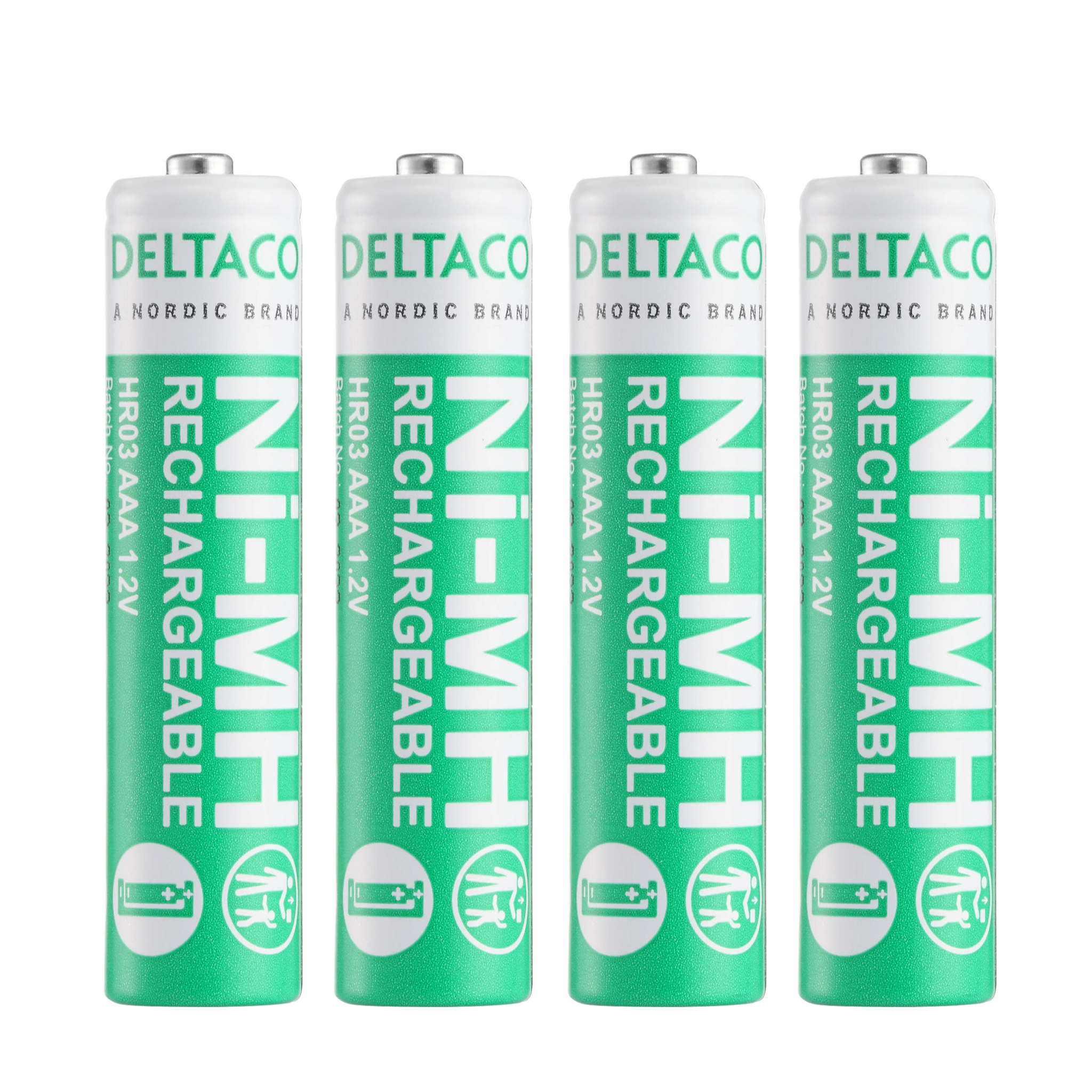 Uppladdningsbar, LR03/AAA storlek, 750mAh, 4-pack från Deltaco