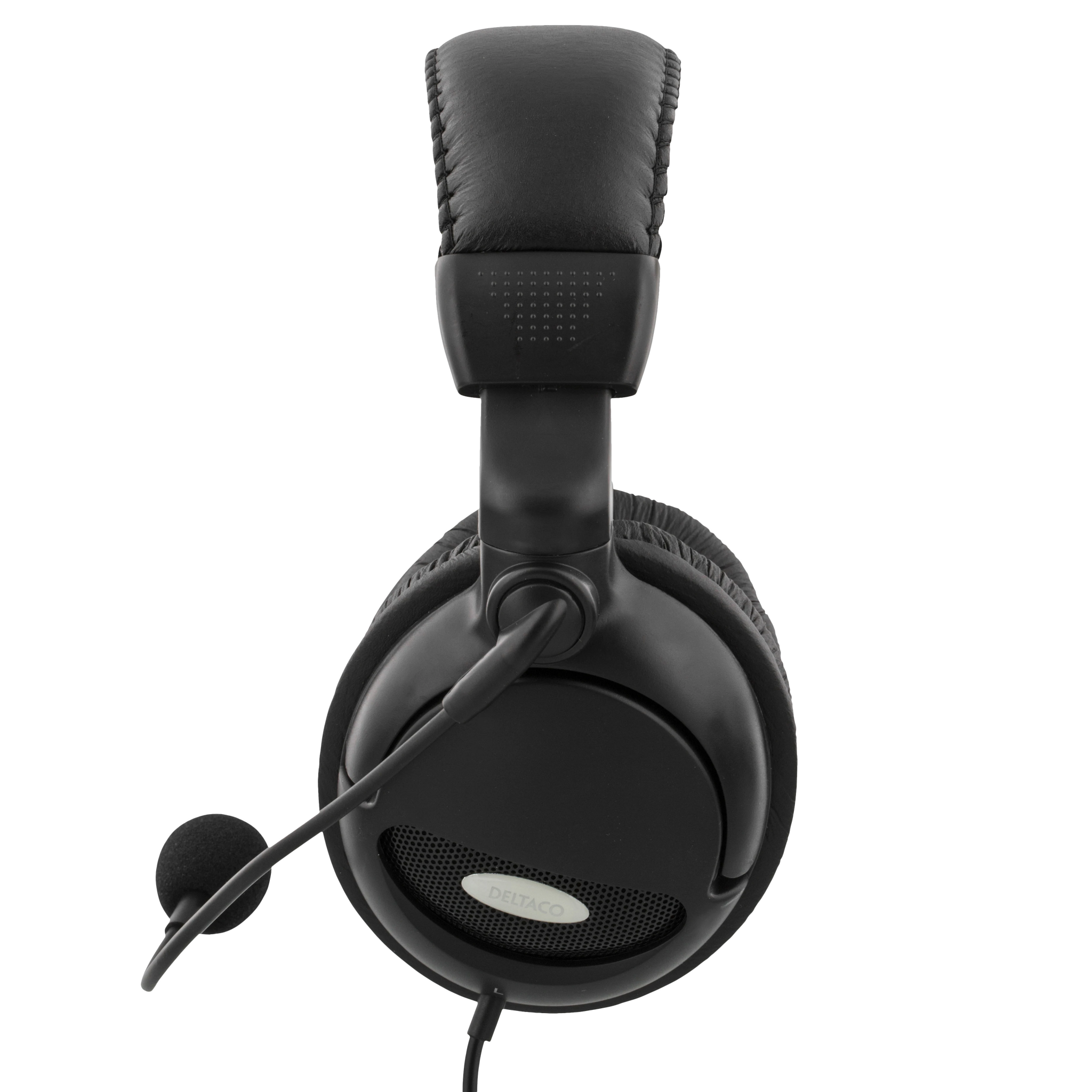 Headset HL-9 med mikrofon & volymkontroll – DELTACO, 2x 3,5 mm, svart