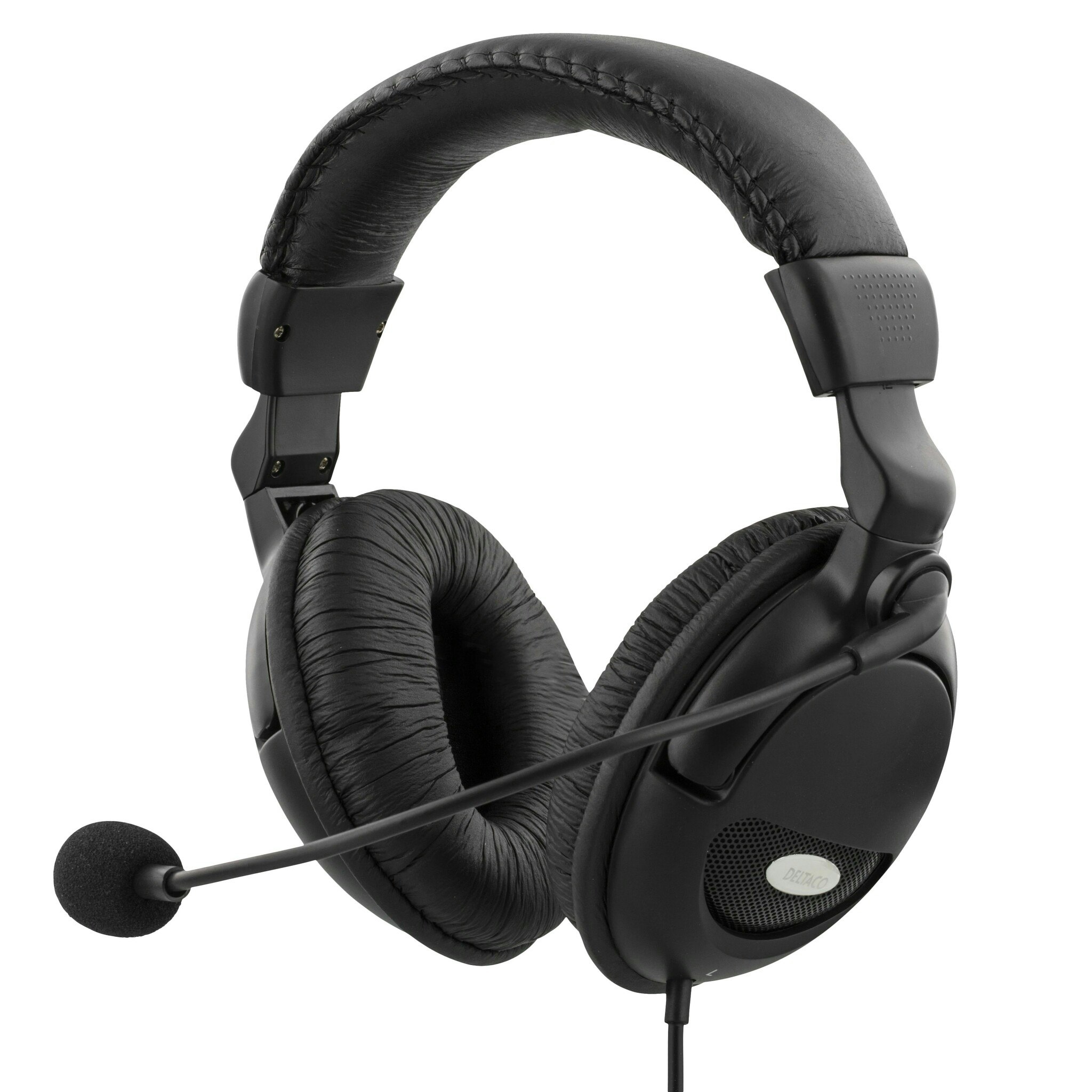 Headset HL-9 med mikrofon & volymkontroll – DELTACO, 2x 3,5 mm, svart
