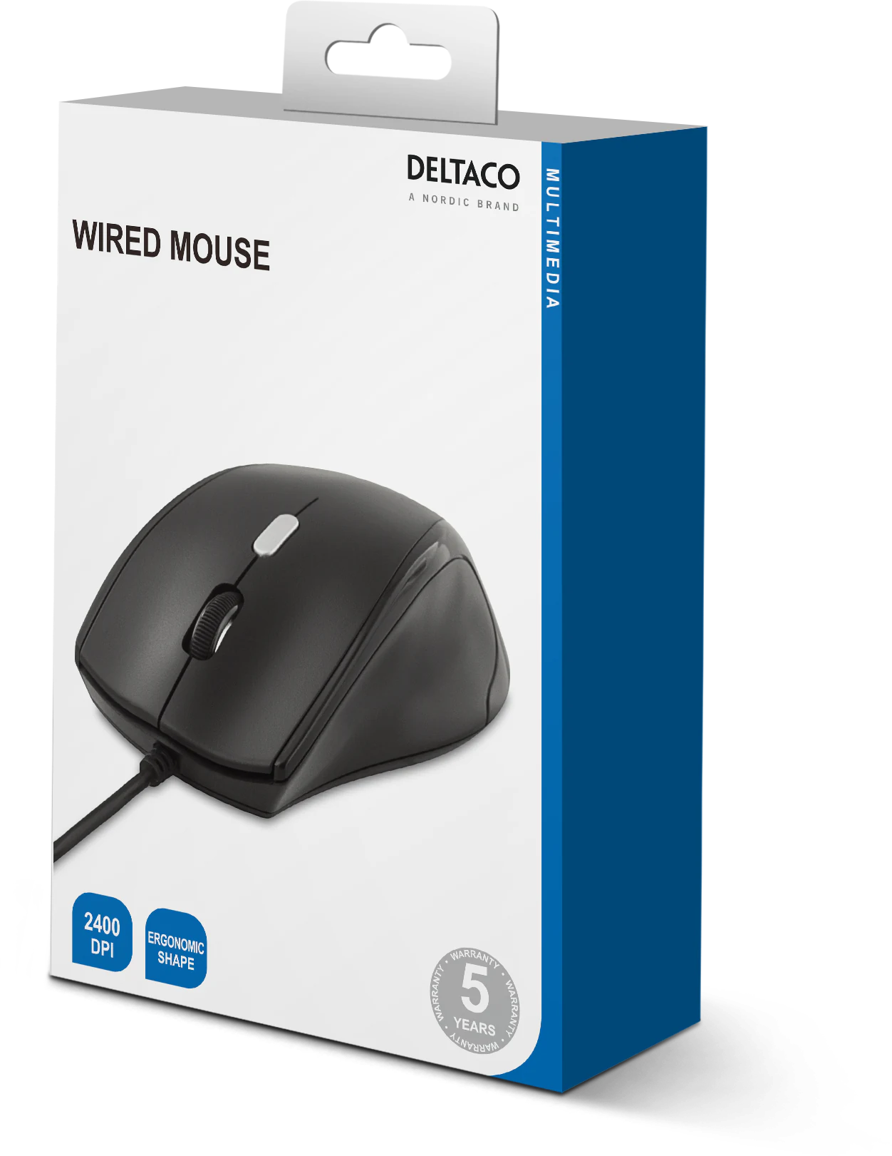 DELTACO MS-774 Optisk Mus – 4 knappar, justerbar DPI upp till 2400, USB