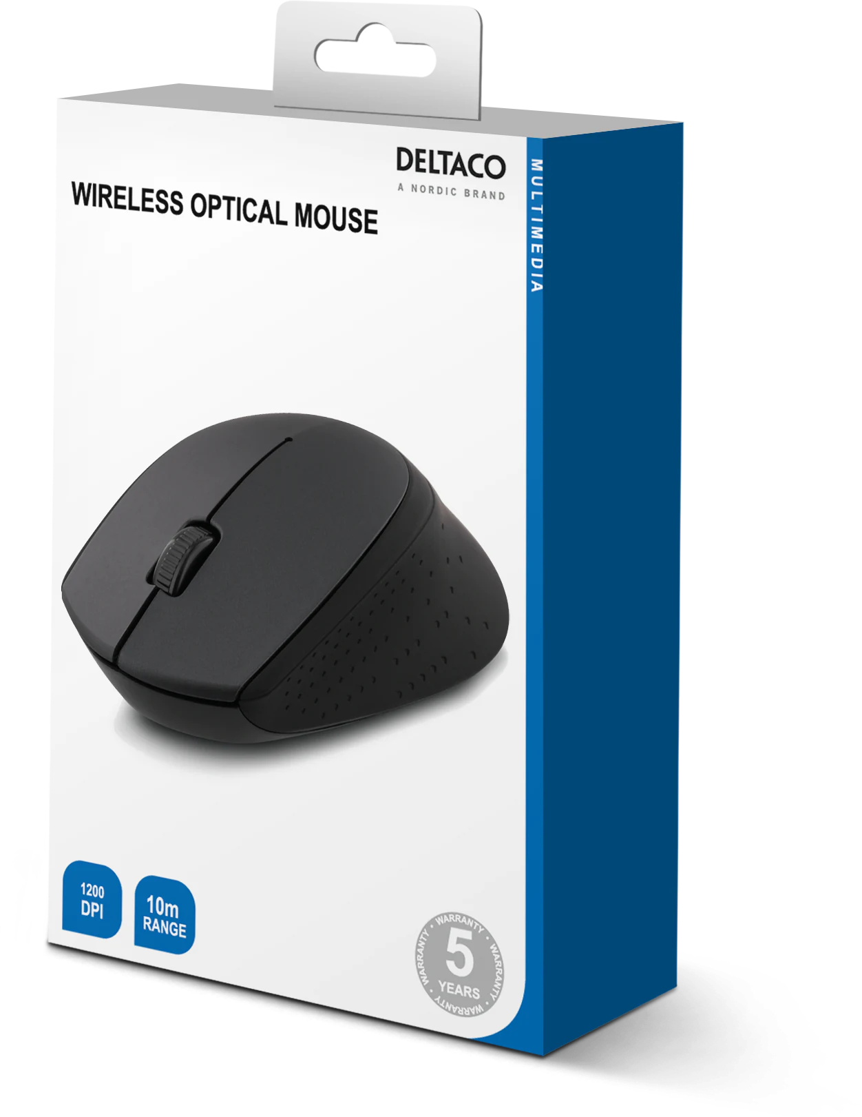 DELTACO MS-460 Trådlös Optisk Mus – 2.4 GHz, 1200 DPI, Grå
