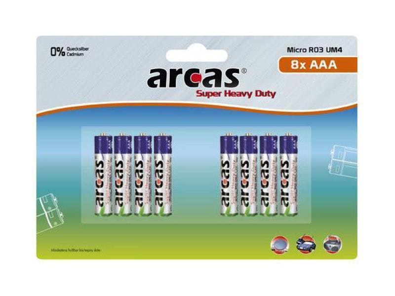 Arcas R03 Micro AAA Batterier 8-pack – Zink-Carbon Super Heavy Duty