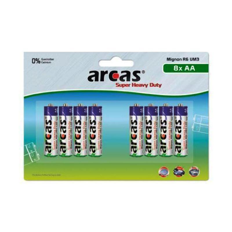 Arcas R06 AA Batterier 8-pack – Zink-Carbon Super Heavy Duty