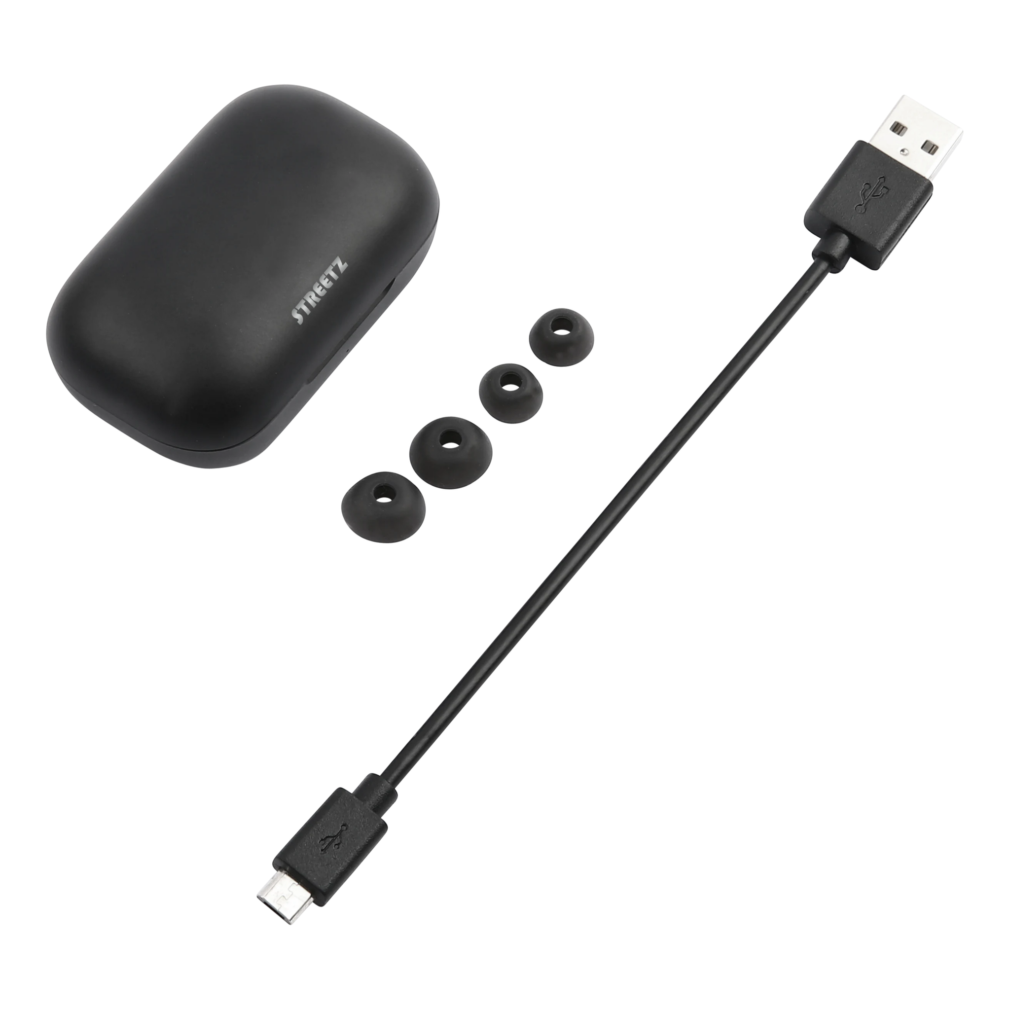 STREETZ TWS-110 trådlösa in-ear-hörlurar svart med Bluetooth 5