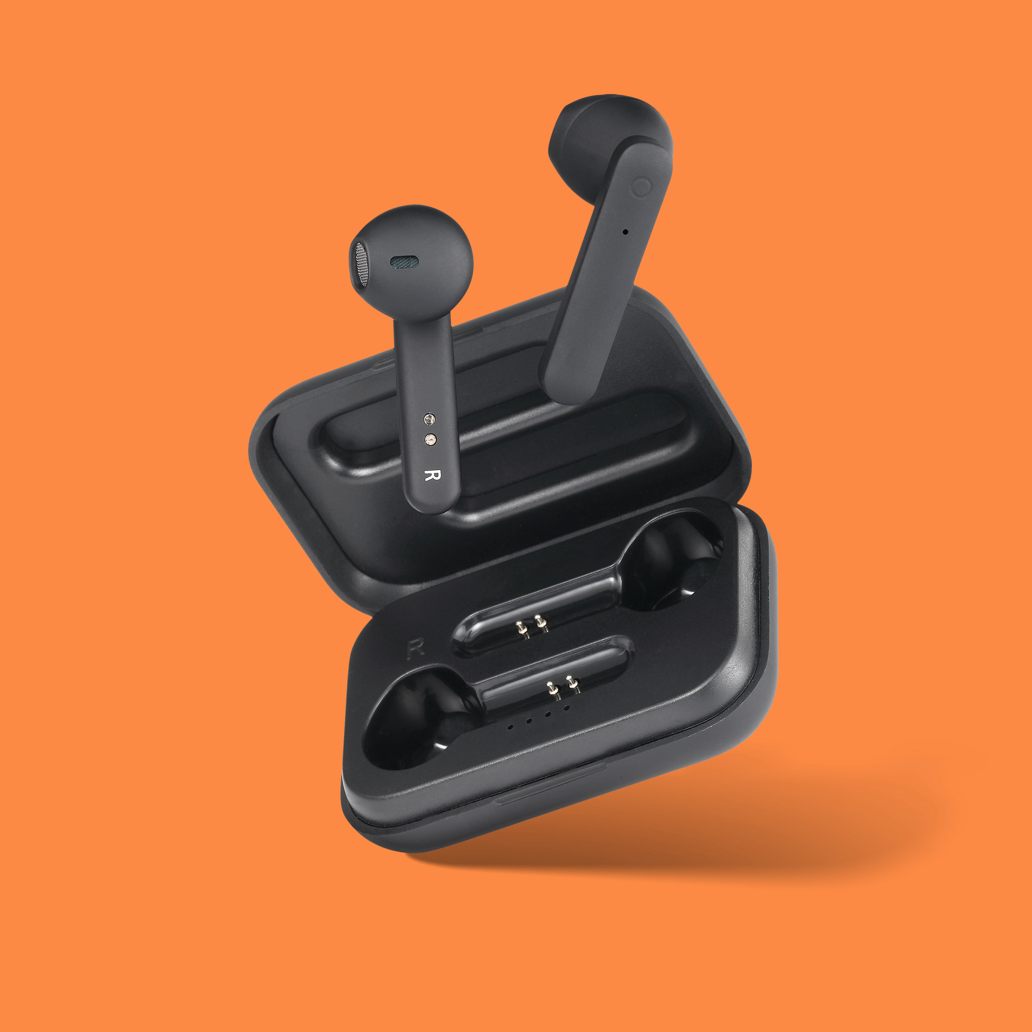 STREETZ TWS-104 True Wireless Hörlurar – Mattsvart | Bluetooth 5 och Laddningetui