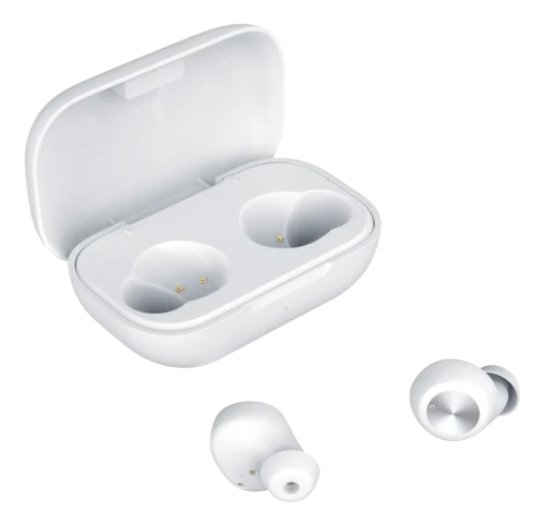 STREETZ TWS-111 trådlösa vita in-ear-hörlurar med Bluetooth 5 och laddningetui