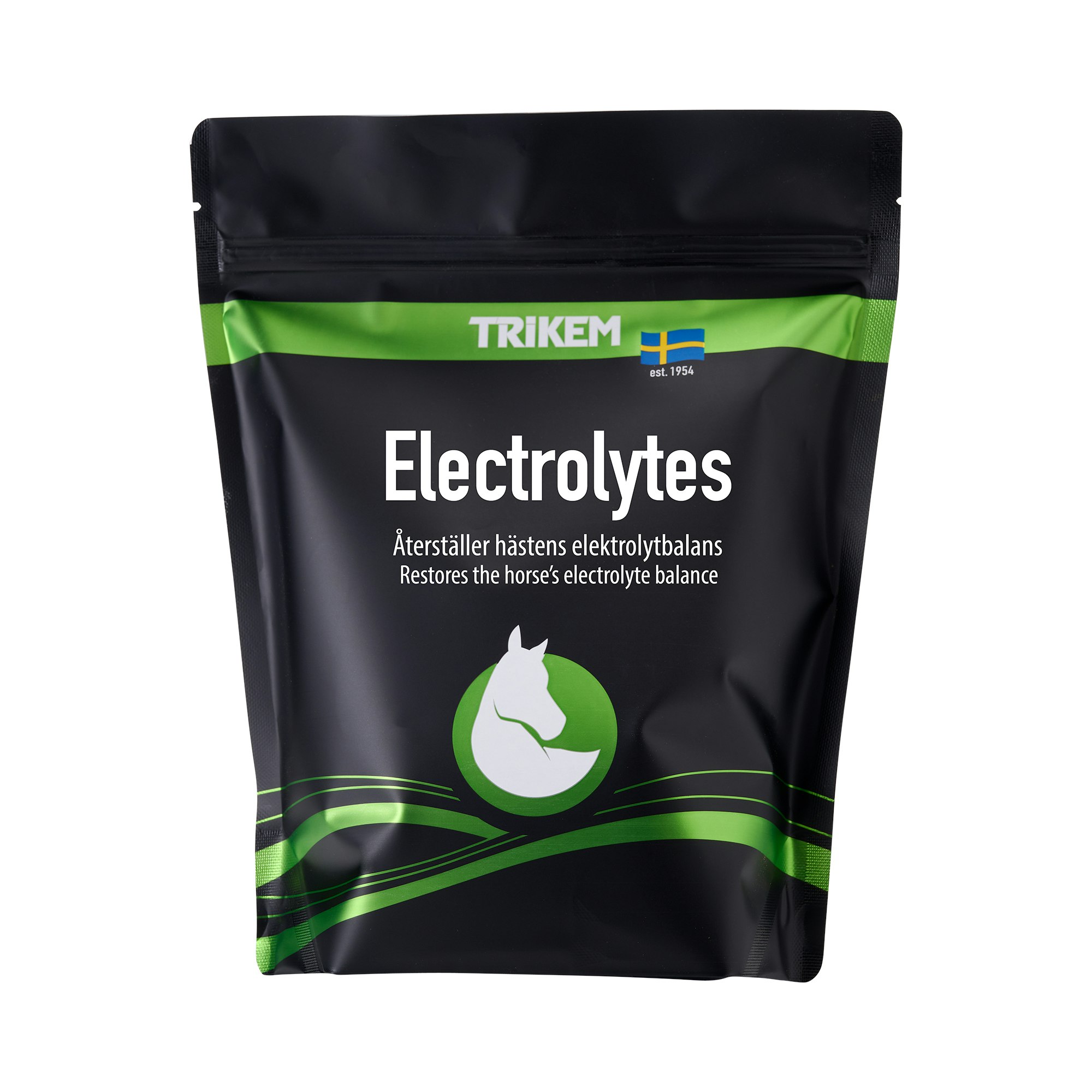 Electrolytes innehåller natrium och magnesium, som är nödvändiga för upprätthållandet av hästens balans mellan vätska och elektrolyter. Vid fysisk ansträngning förlorar hästen stora mängder svett vilk