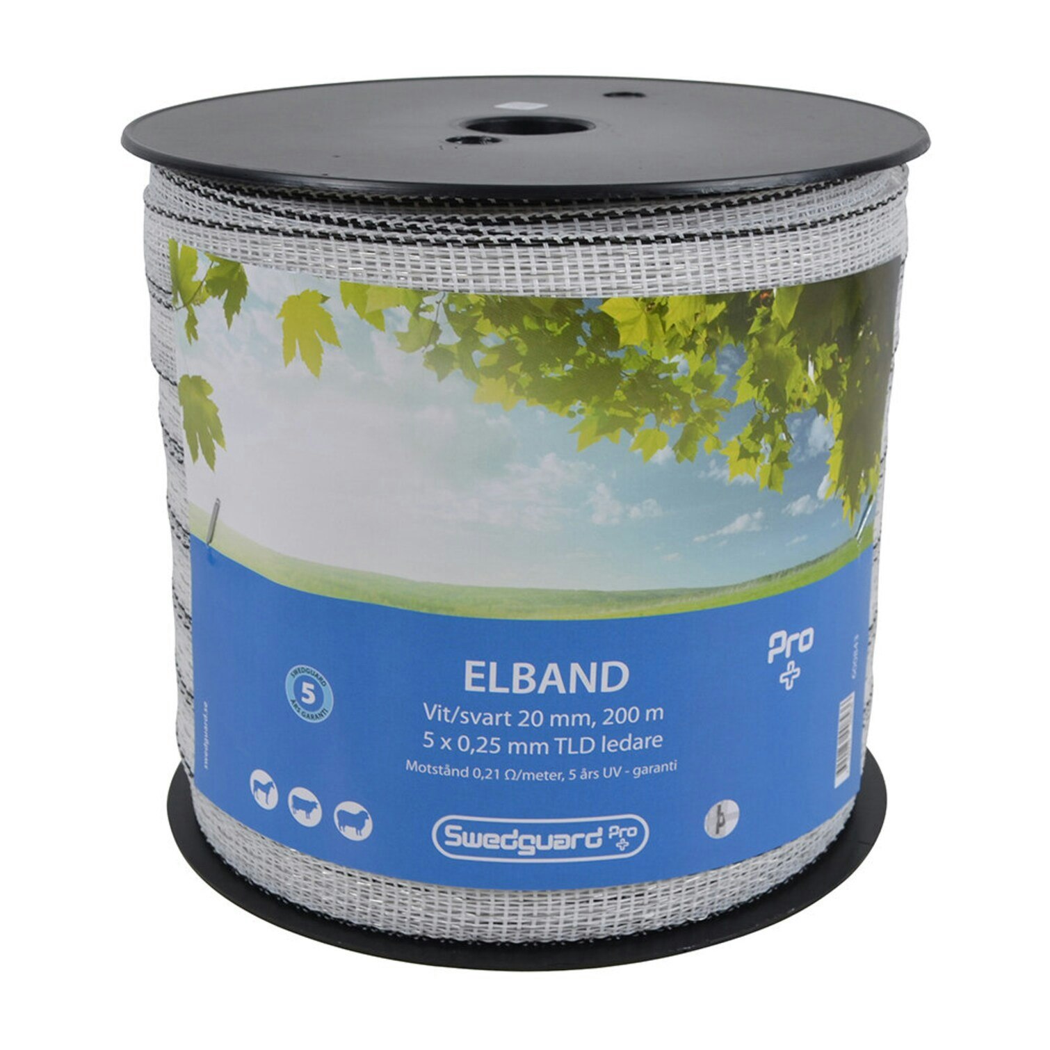 SWEDGUARD Elband Pro+ 20 mm vit/svart 200 m 5x0,25