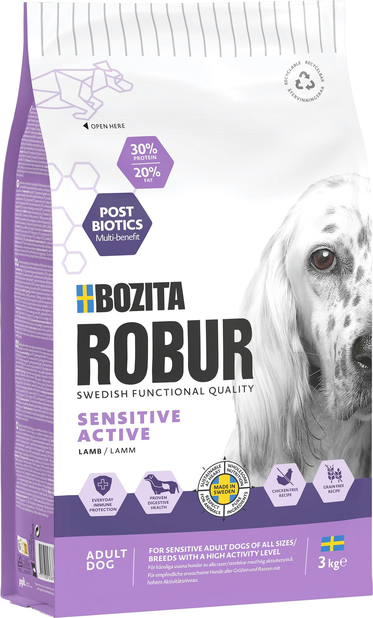 Bozita Robur Sensitive Grain Free Active Hundfoder 12 kg