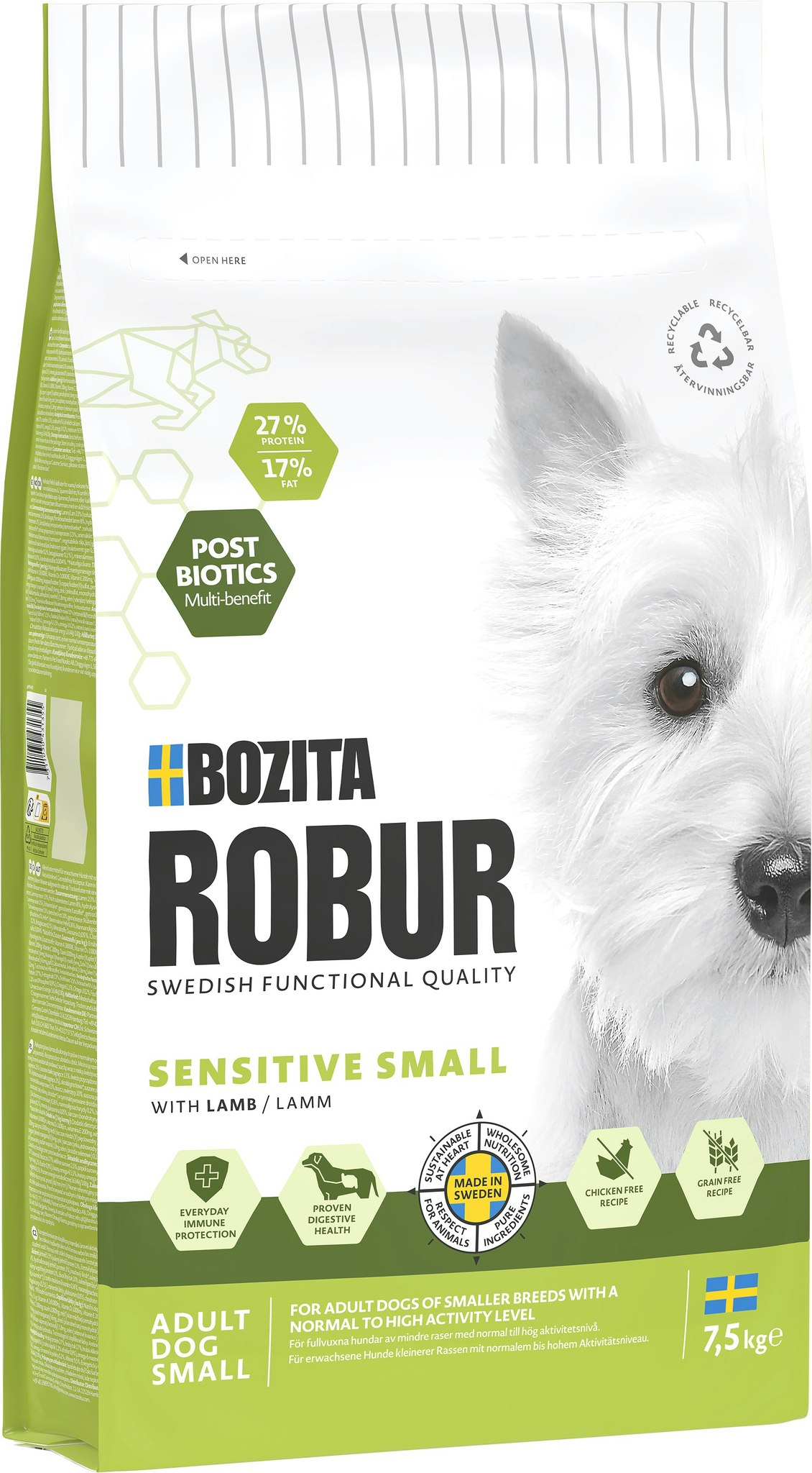 Bozita Robur Adult Small Breed Sensitive Hundfoder 7,5kg