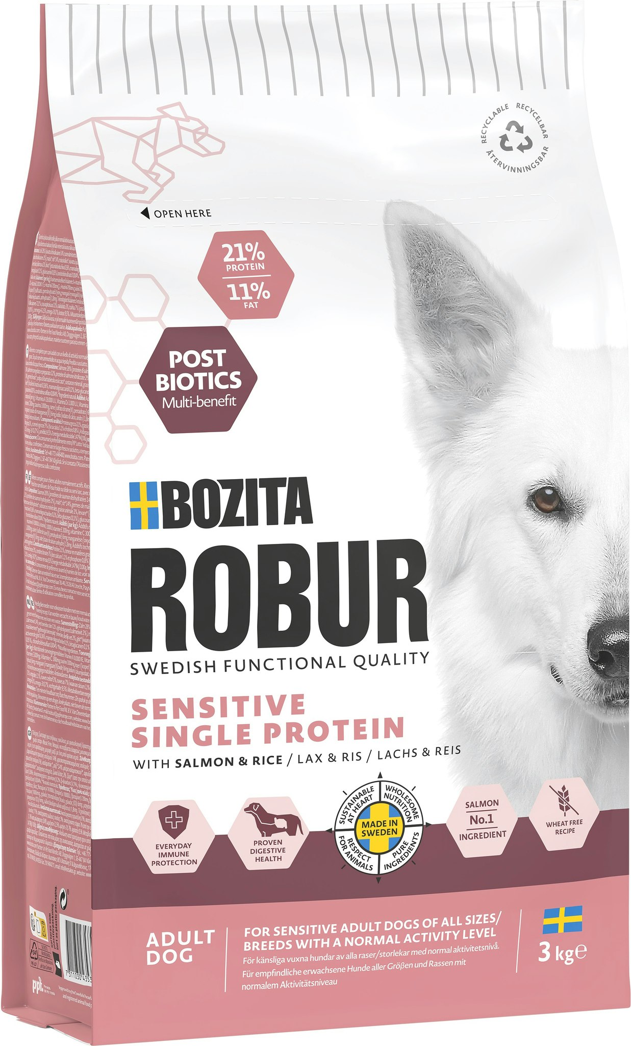 Bozita Robur Adult Sensitive Singel Protein Salmon Hundfoder 12 kg