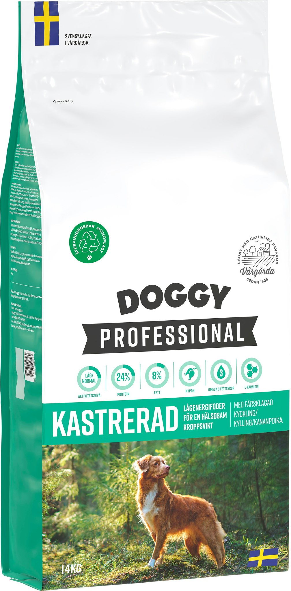 Doggy Professional Kastrerad Hundfoder 14kg