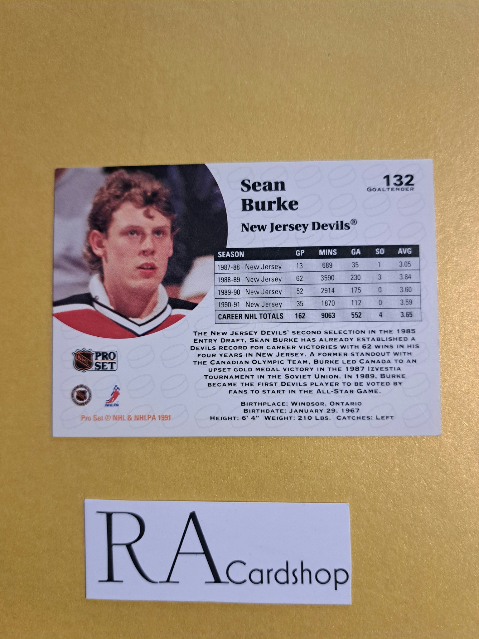 Sean Burke 91-92 Pro Set #132 NHL Hockey