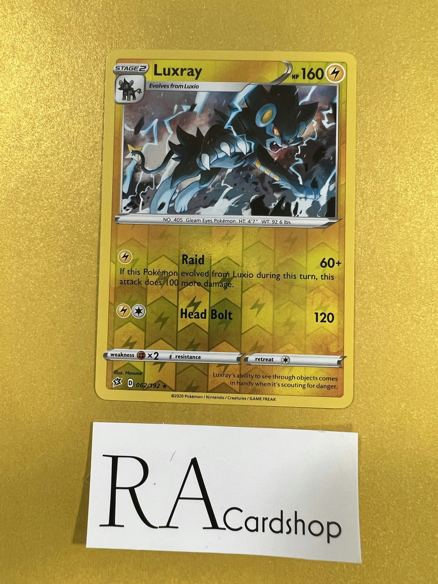 Luxray Reverse Holo Rare 62/192 Rebel Clash Pokemon