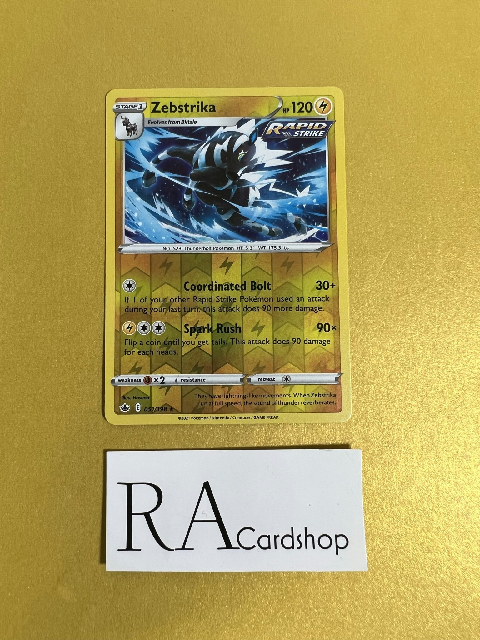 Zebstrika Reverse Holo Rare 051/198 Chilling Reign Pokémon