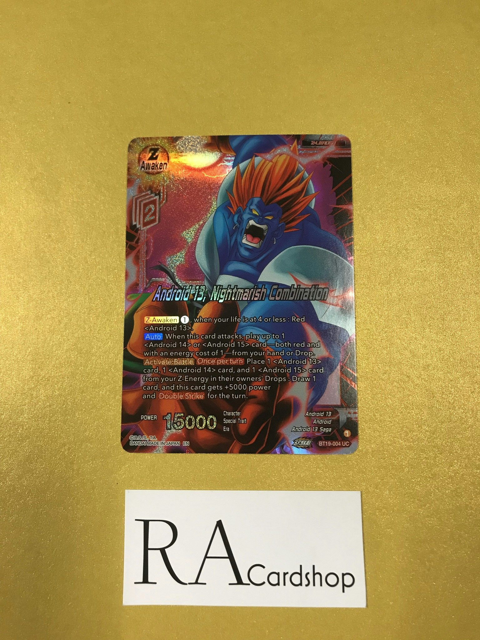 Android 13, Nightmarish Combination Reverse Holo Uncommon BT19-004 Fighter's Ambition Dragon Ball