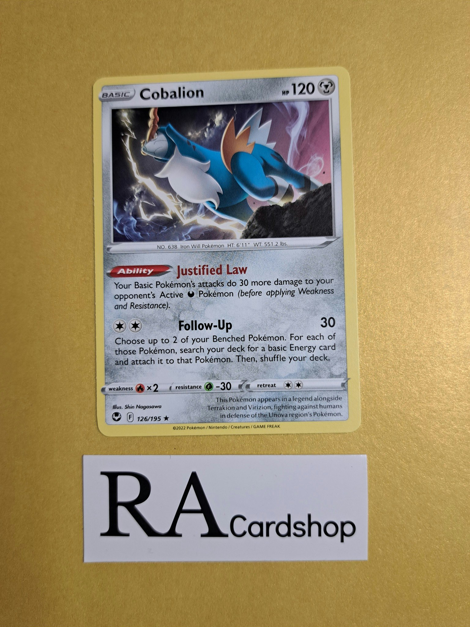 Cobalion Rare 126/195 Silver Tempest Pokemon