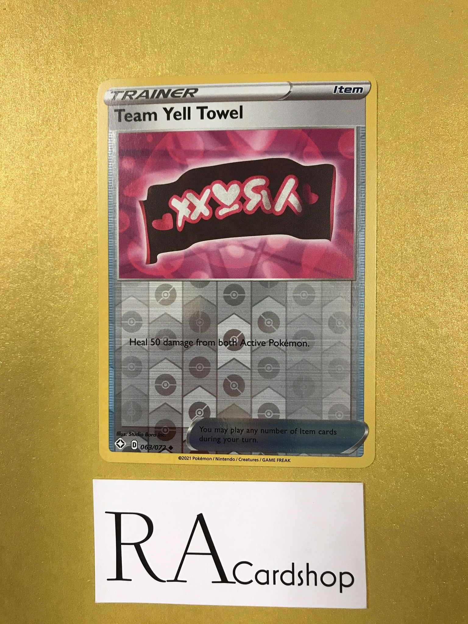 Team Yell Towel Reverse Holo Uncommon 063/072 Shining Fates Pokemon