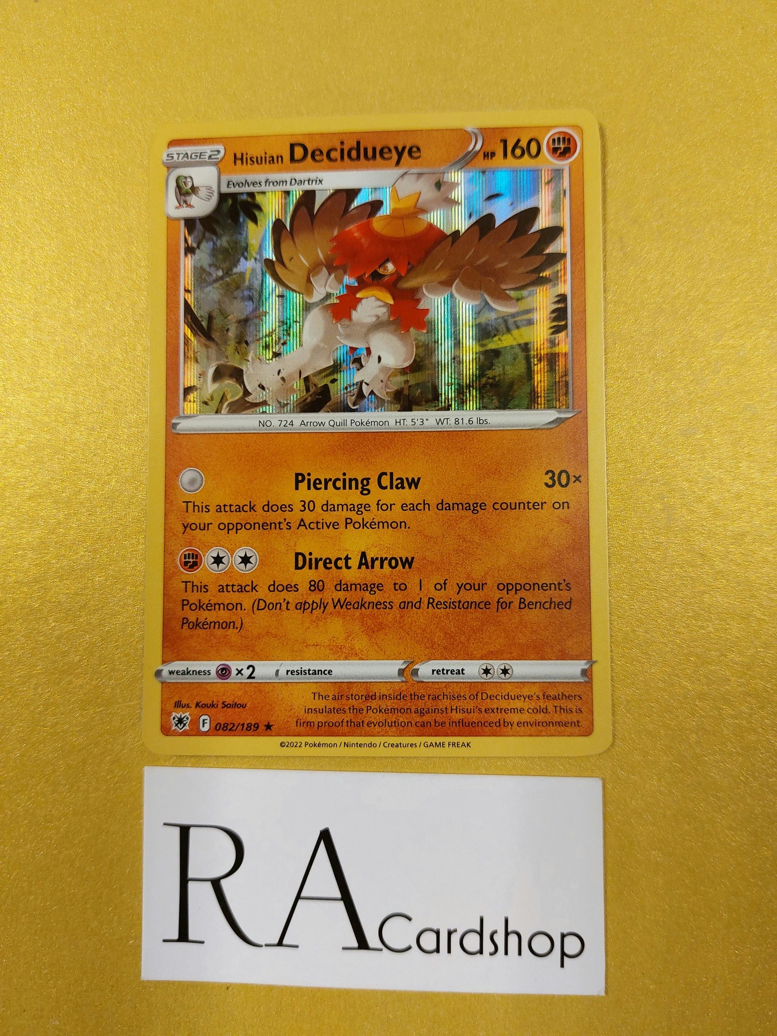 Hisuian Decidueye Holo Rare 082/189 Astral Radiance Pokemon