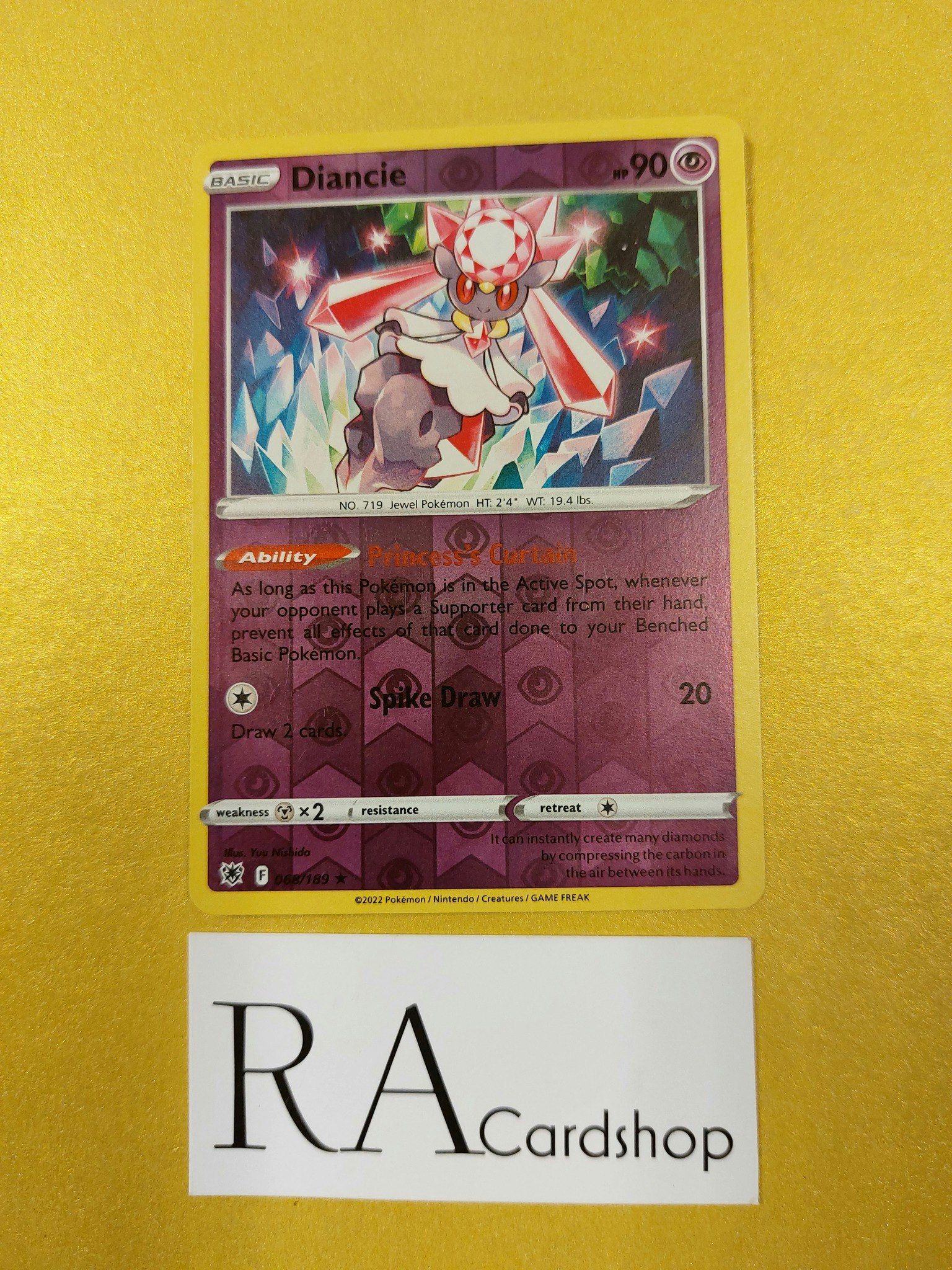Diancie Reverse Holo Rare 068/189 Astral Radiance Pokemon