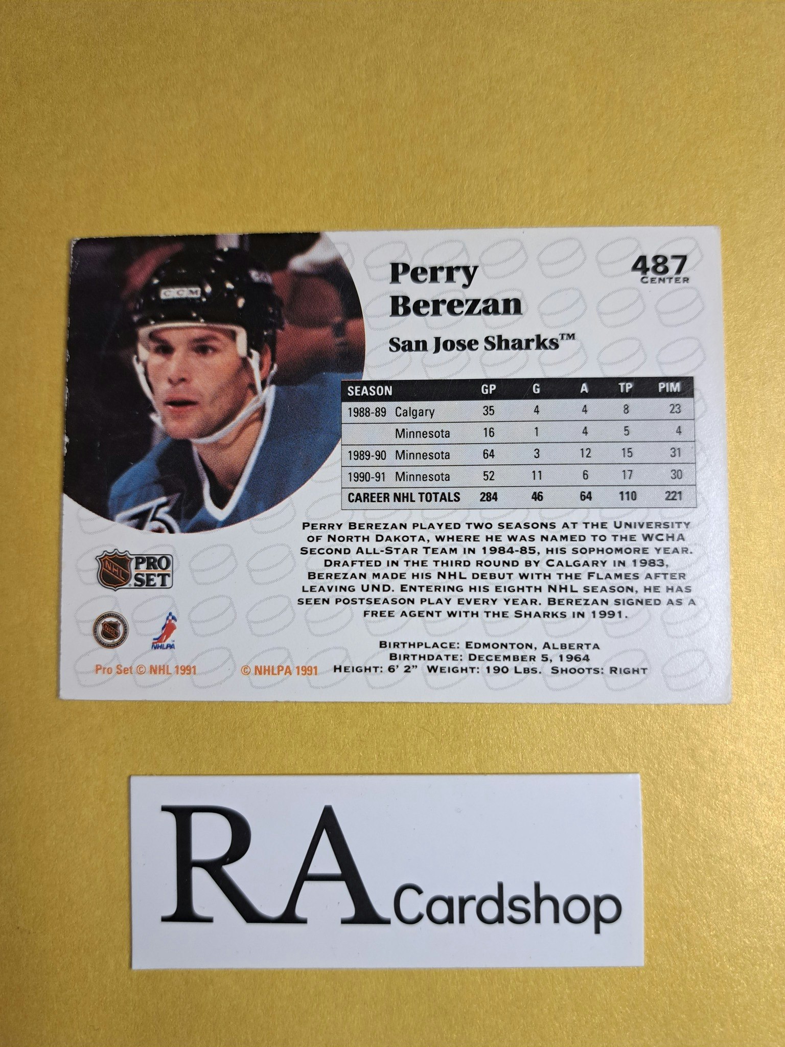 Perry Berezan 91-92 Pro Set #487 NHL Hockey