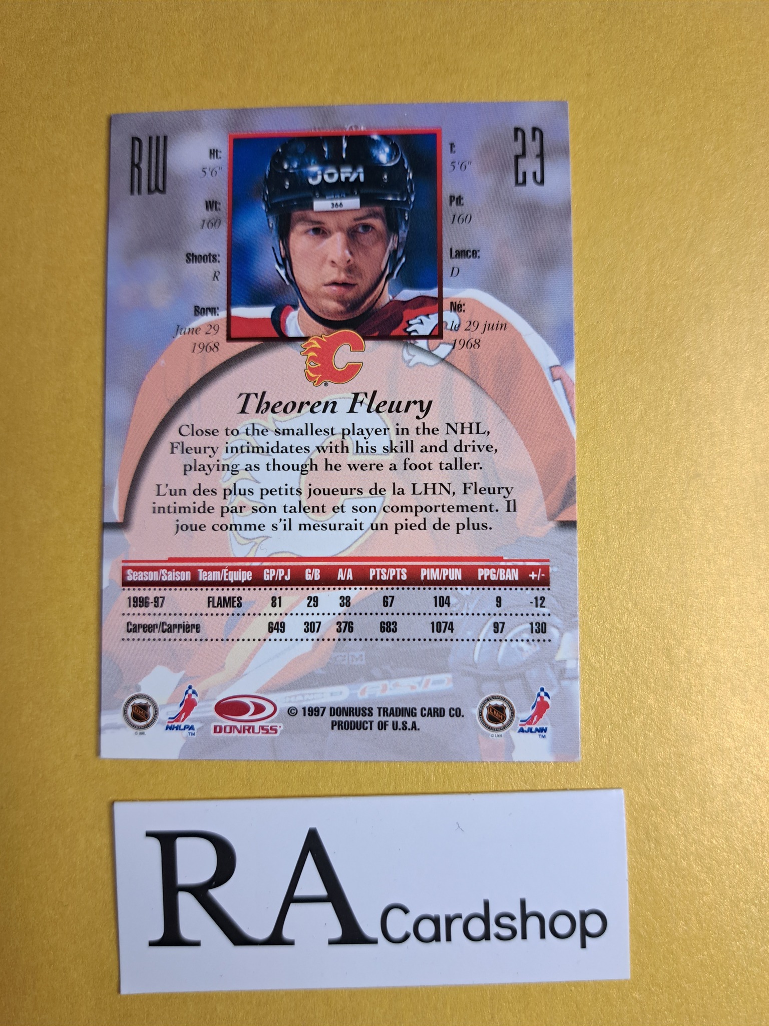 Theoren Fleury 96-97 Canadian Ice Donruss #23 NHL Hockey