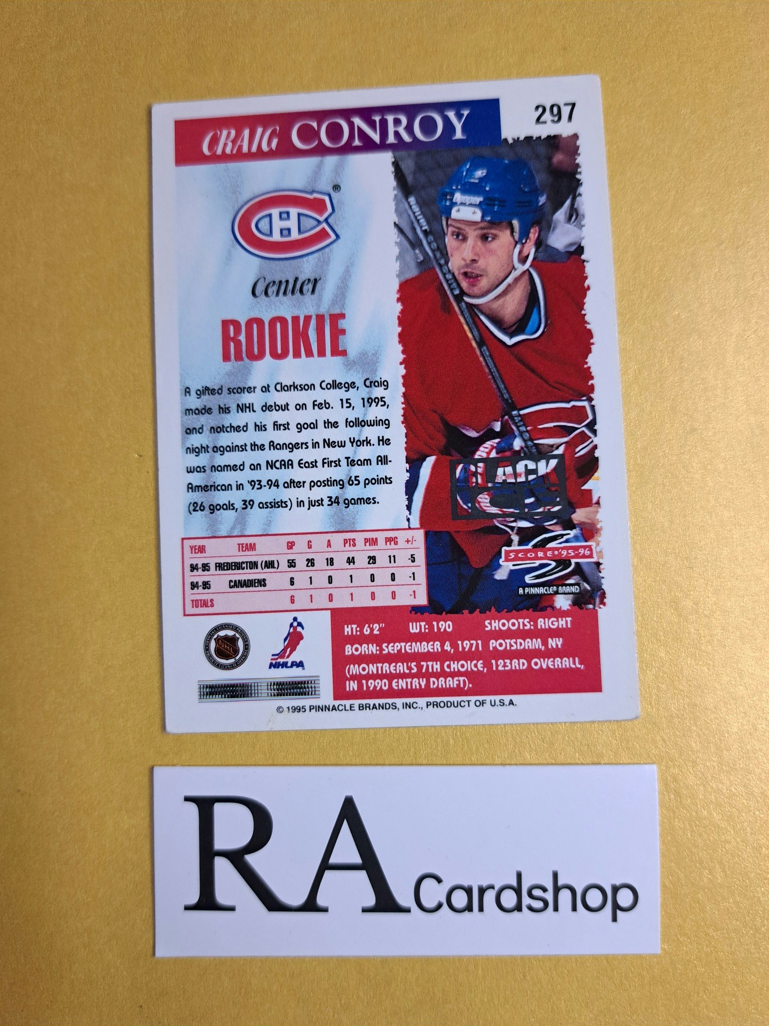 Craig Conroy 95-96 Rookie Score Pinnacle #297 NHL Hockey
