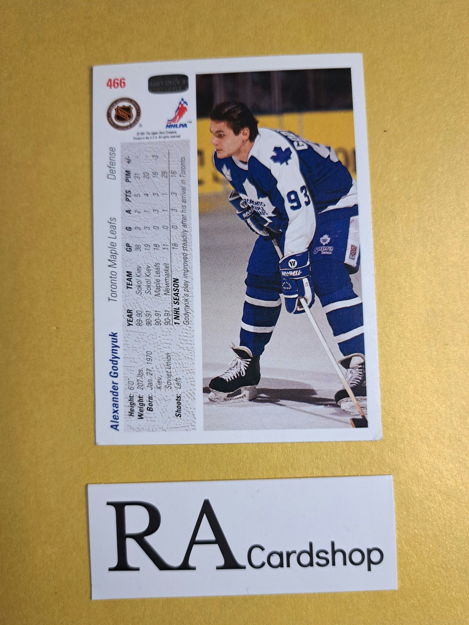 Alexander Godynyuk 91-92 Upper Deck #466 NHL Hockey