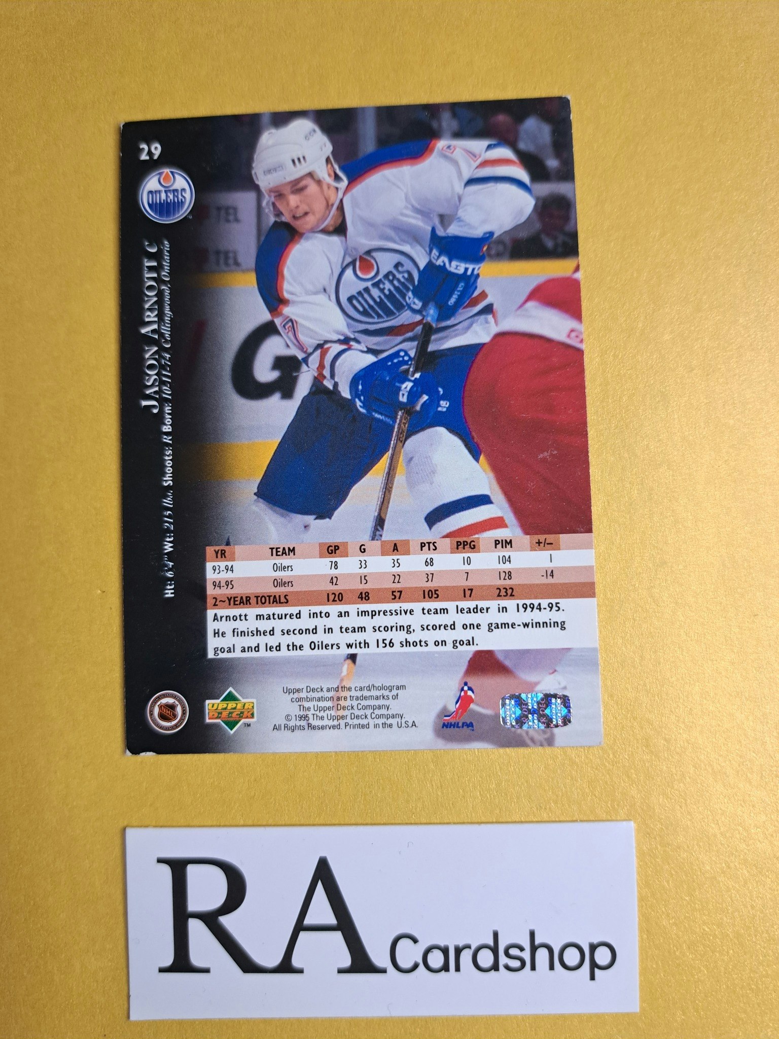 Jason Arnot 94-95 Upper Deck #29 NHL Hockey