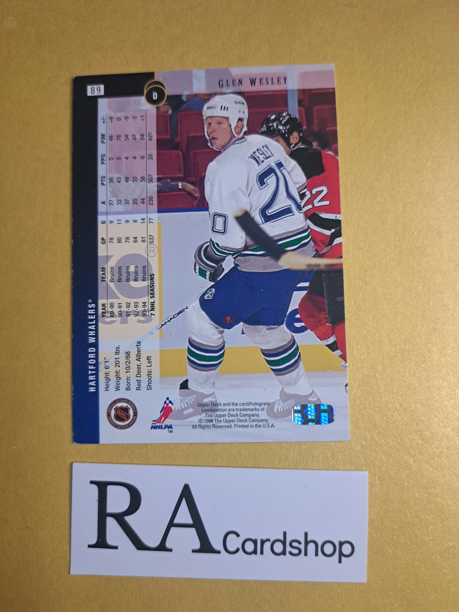 Glen Wesley (2) 94-95 Upper Deck #89 NHL Hockey