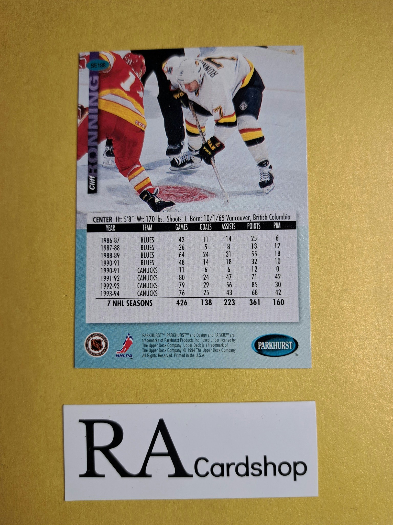 Cliff Ronning 93-94 Parkhurst SE #SE188 NHL Hockey