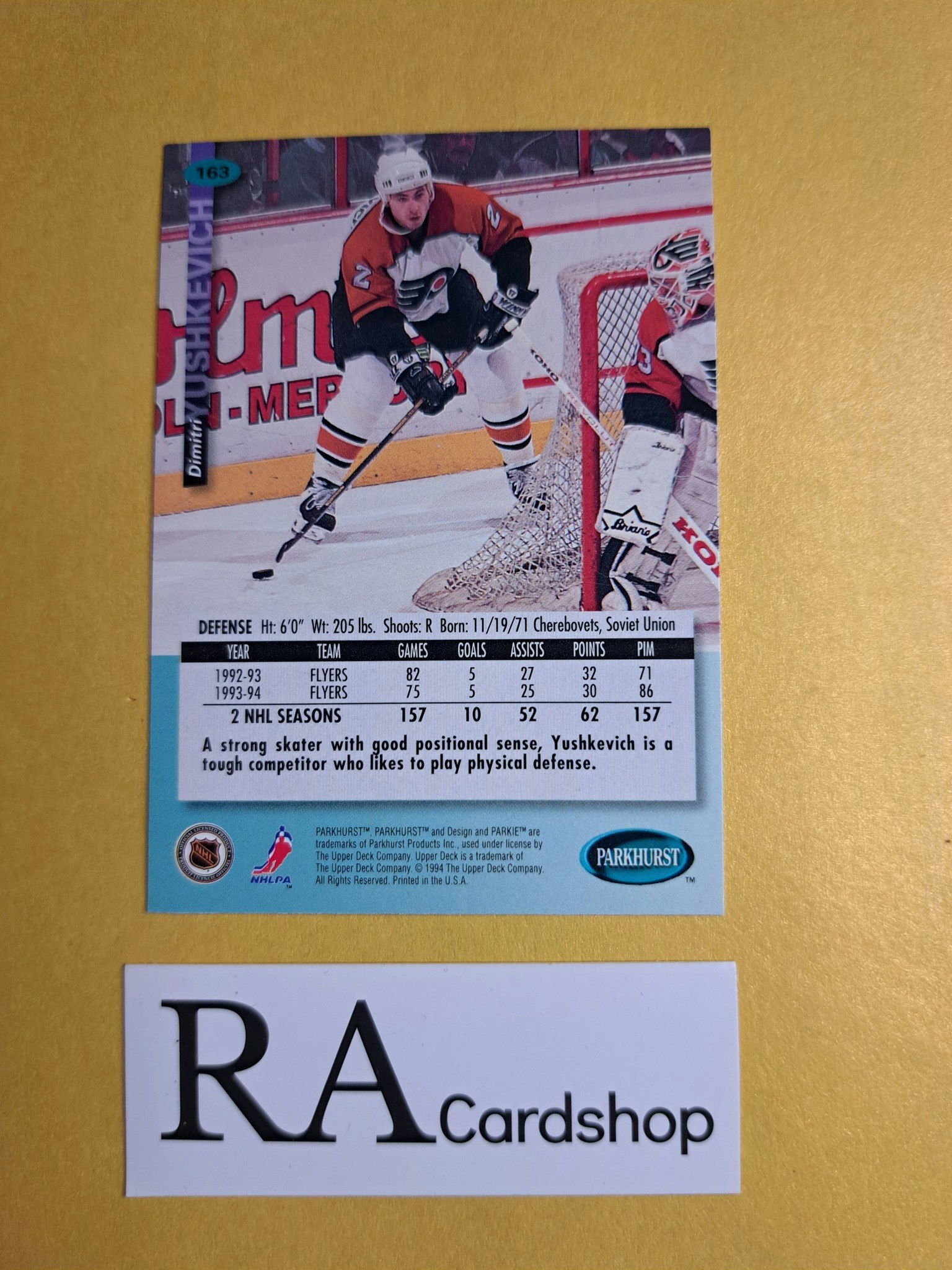 Dimitri Yushkevich 94-95 Parkhurst #163 NHL Hockey