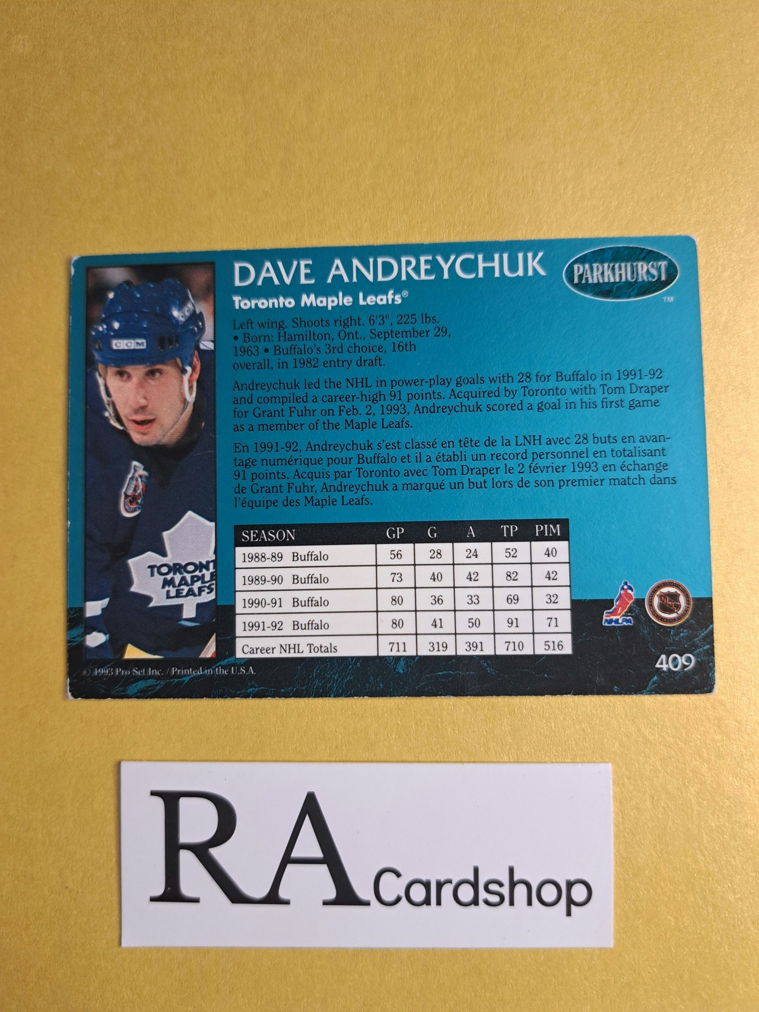 Dave Andreychuk 92-93 Parkhurst #409  NHL Hockey