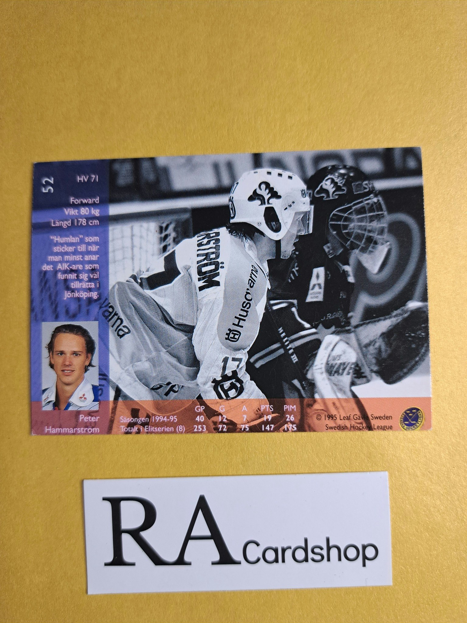 Peter Hammarström 95-96 Leaf  #52 SHL Hockey