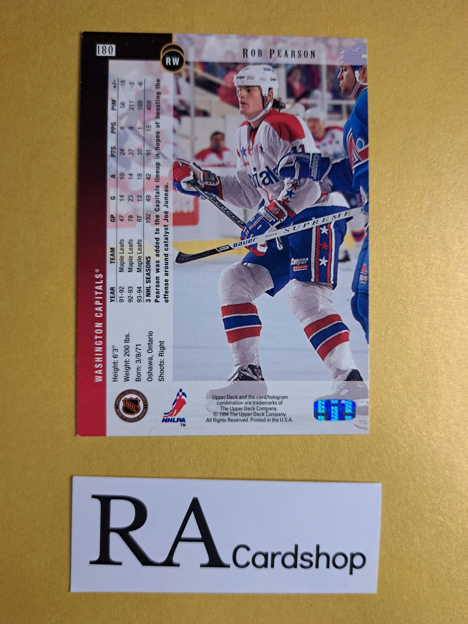 Rob Pearson (1) 94-95 Upper Deck #180 NHL Hockey
