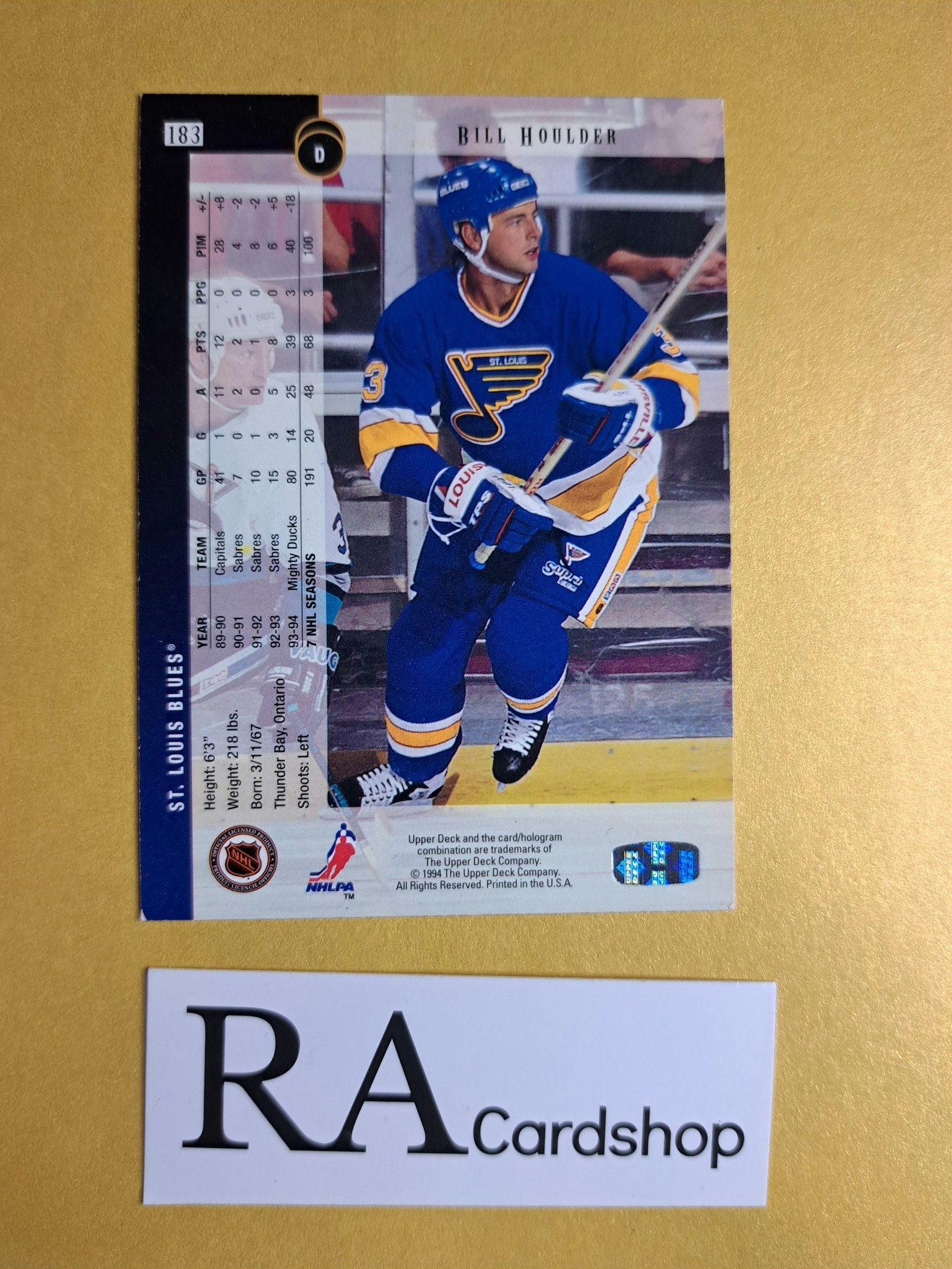 Bill Houlder (2) 94-95 Upper Deck #183 NHL Hockey