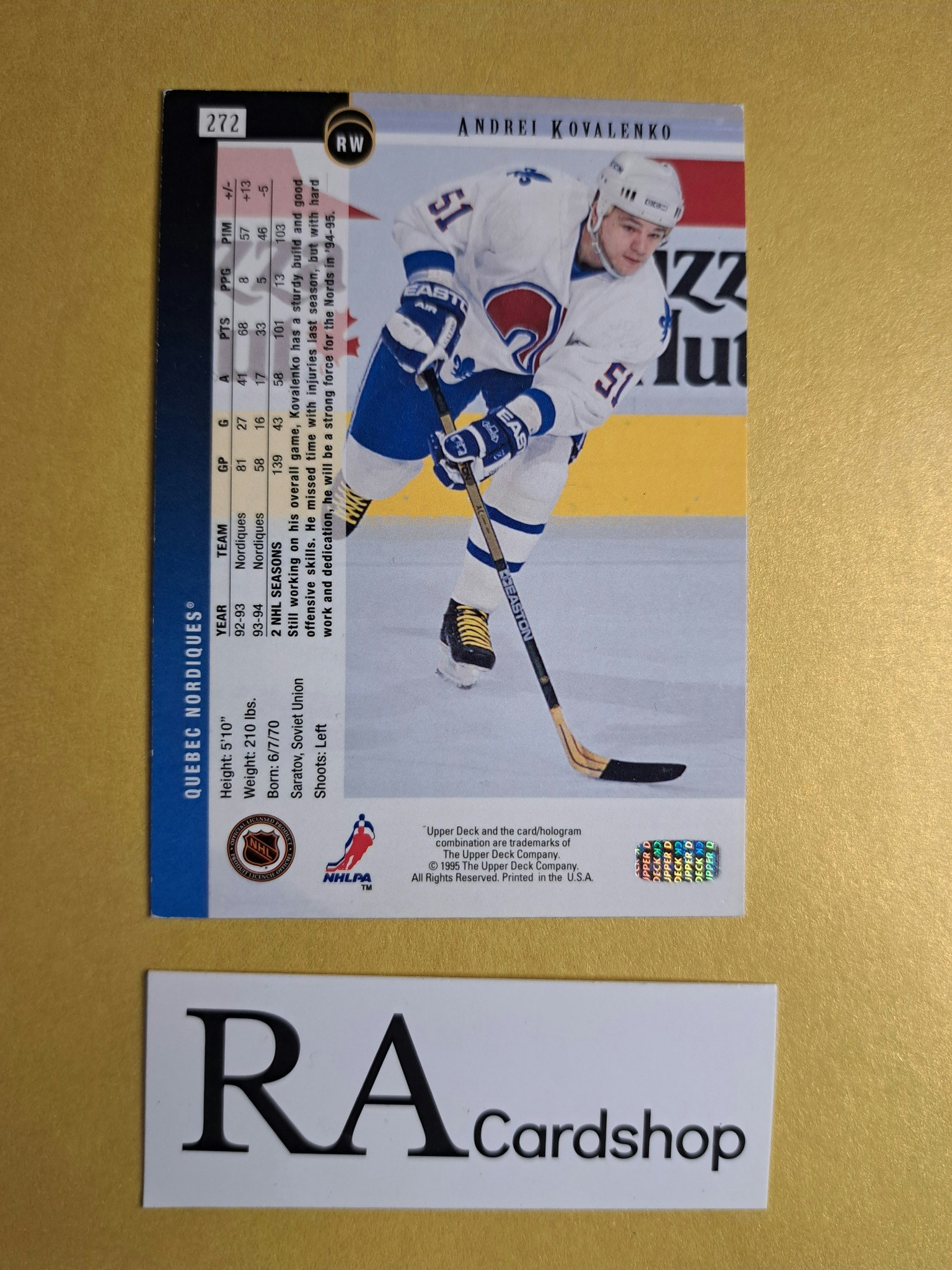 Andrei Kovalenko 94-95 Upper Deck #272 NHL Hockey