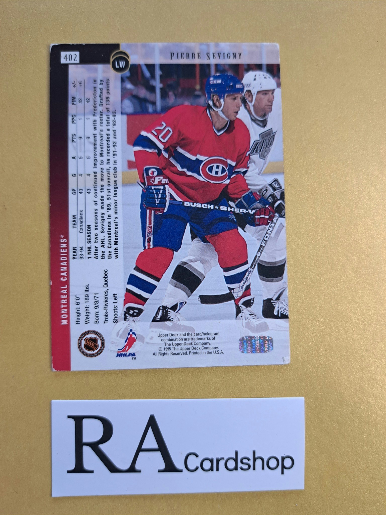 Pierre Sevigny 94-95 Upper Deck #402 NHL Hockey