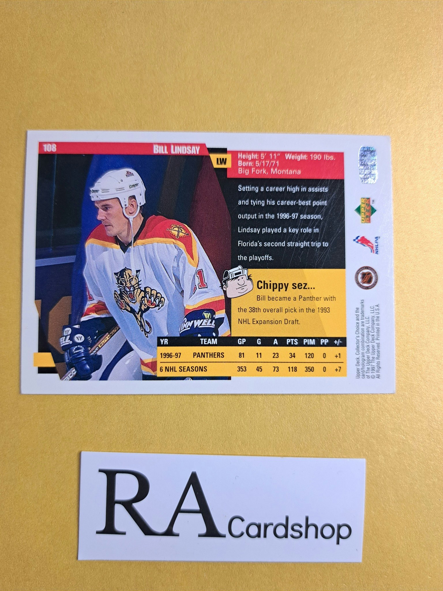 Bill Lindsay 97-98 Upper Deck Collectors Choice #108 NHL Hockey